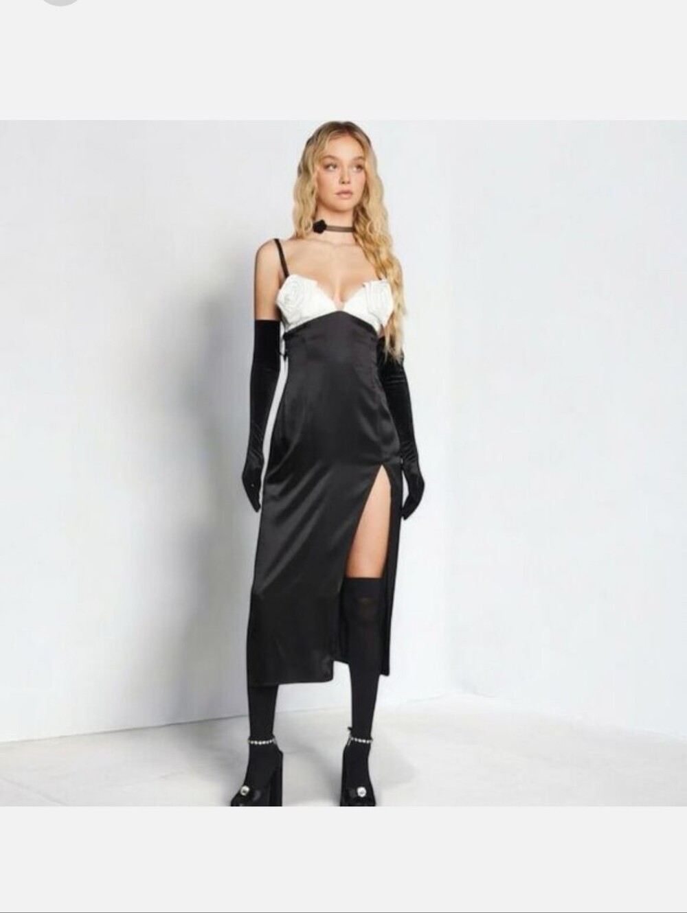 For Love & Lemons Rita Rosette Chest Midi Dress